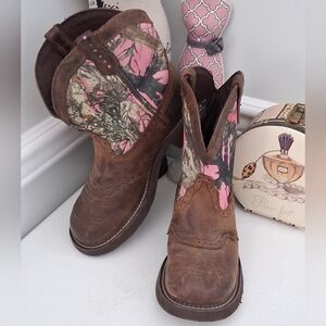 Justin Gypsy Pink & Brown Camo Cowboy Boots Sz 9.5M Pre-Owned